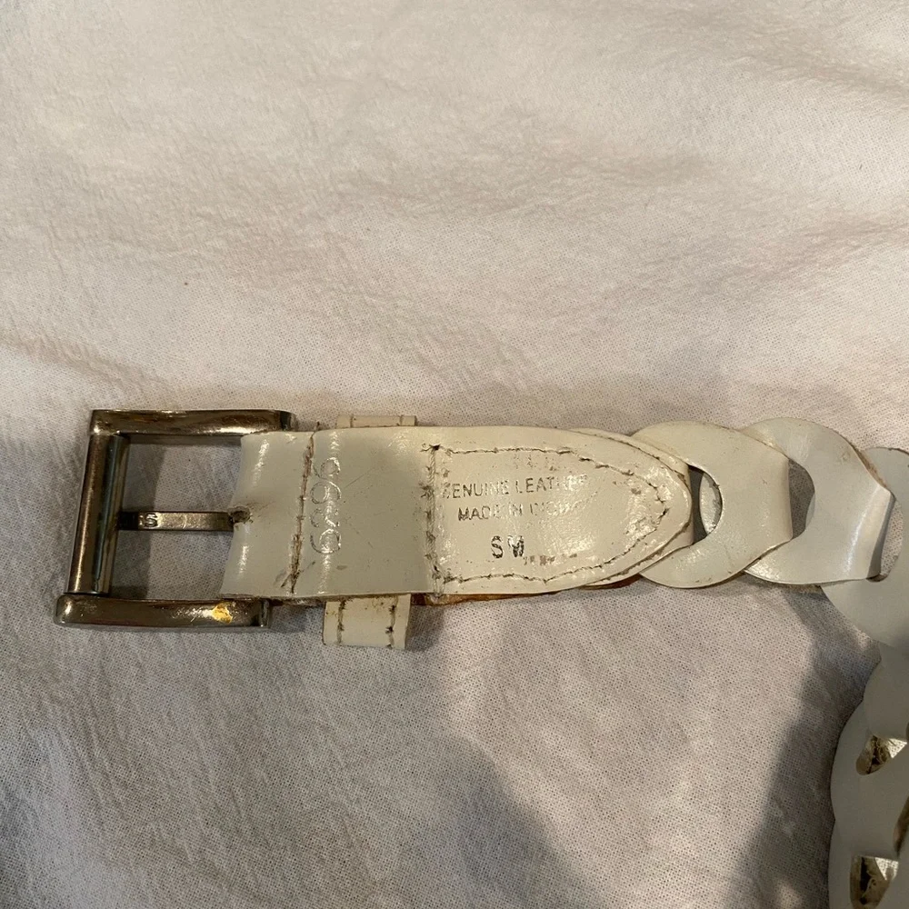 Leather Decorative White Belt- 39.5 inch - Picture 2 of 2